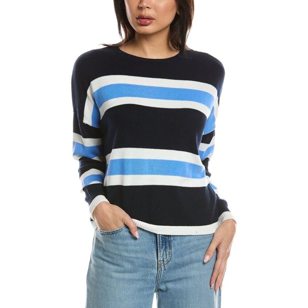 Wispr Womens  Evelyn Stripe Sweater, Navy